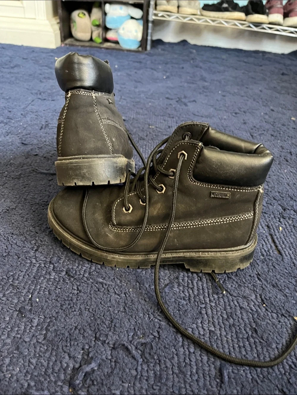 Black Lace-Up Work Boots